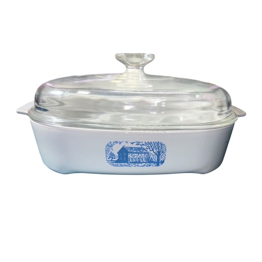 Corning Browning Skillet MW-A-10 Amana Radarange Blue Homestead Pattern Lid
